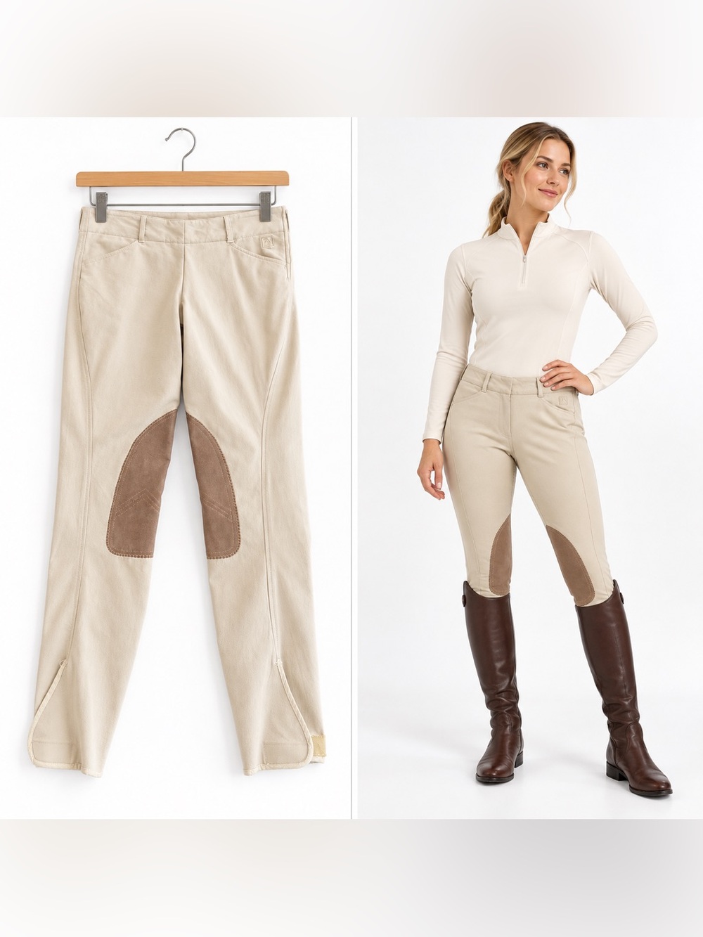 Romfh Willow Knee Patch Euroseat Breeches Tan 30L